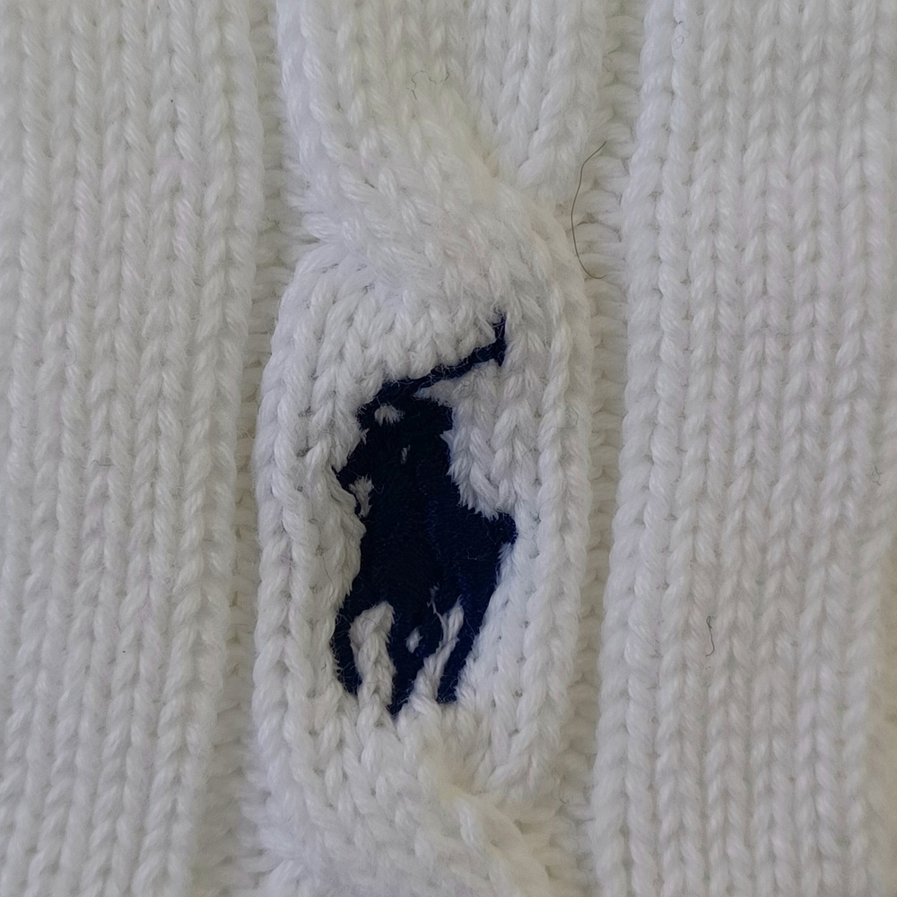 Polo by Ralph Lauren White Cable-Knit Midi Dress with Navy Pony - Picture 10 of 11
